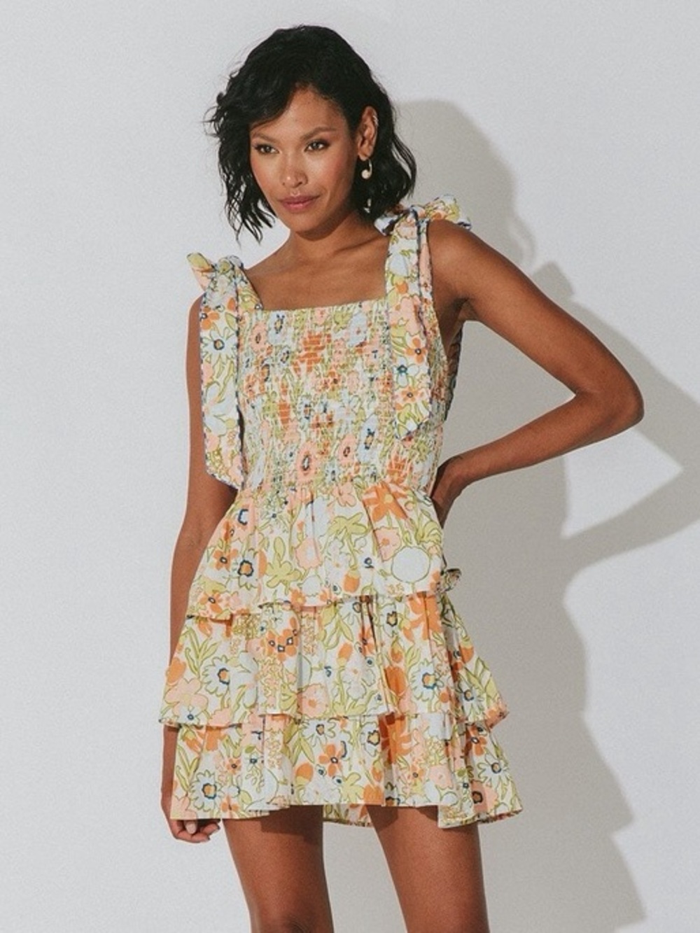 Cleobella Tamara Mini Dress Retro Floral Organic Cotton